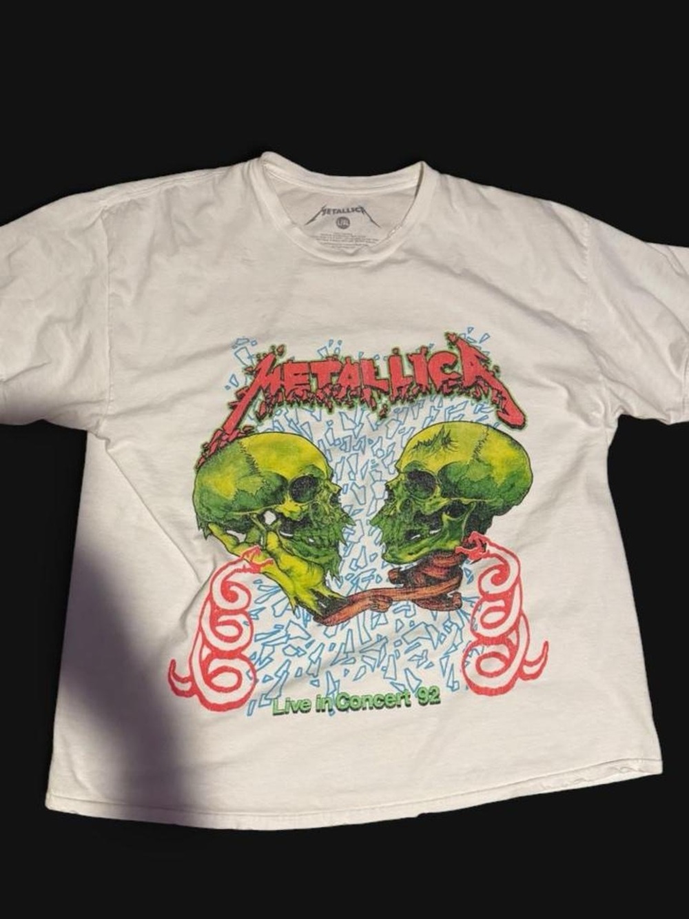 Metallica White Graphic Concert Tee - Live in Concert '92